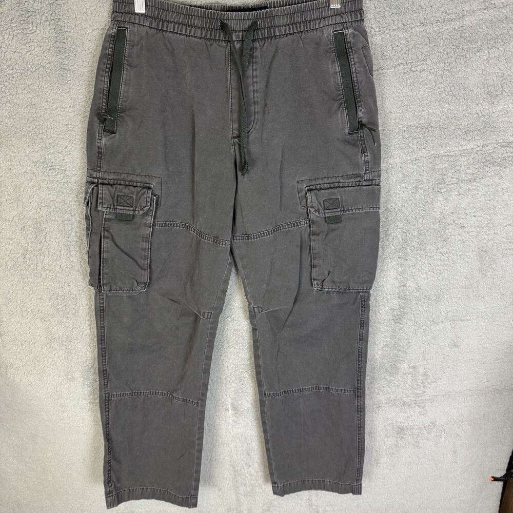 Abercrombie Fitch Pants Mens M Grey Cargo Y2K Style Elastic Waist Drawstring